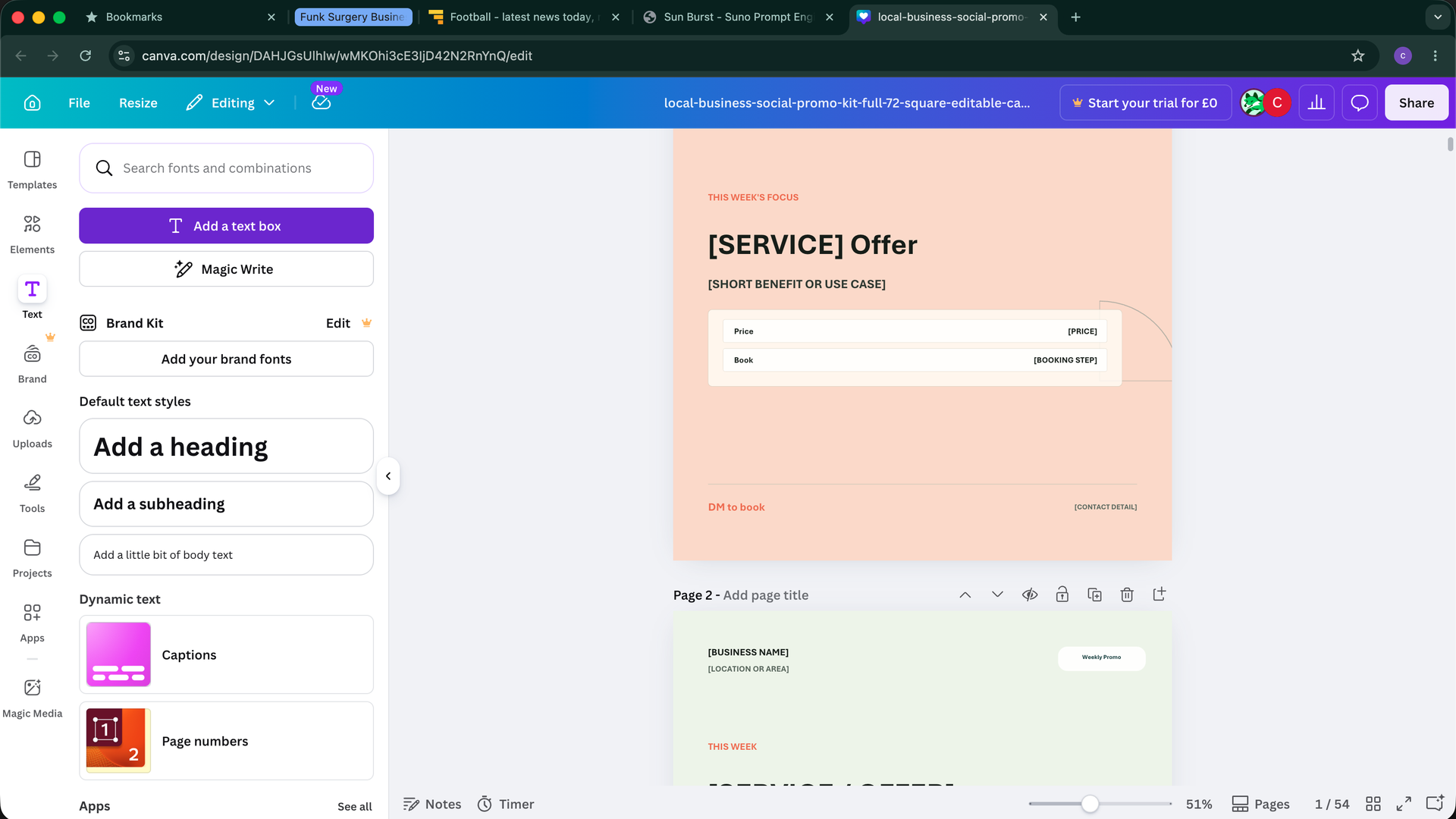 The Client Ready Kit open in Canva editor — real templates, real sidebar, ready to edit